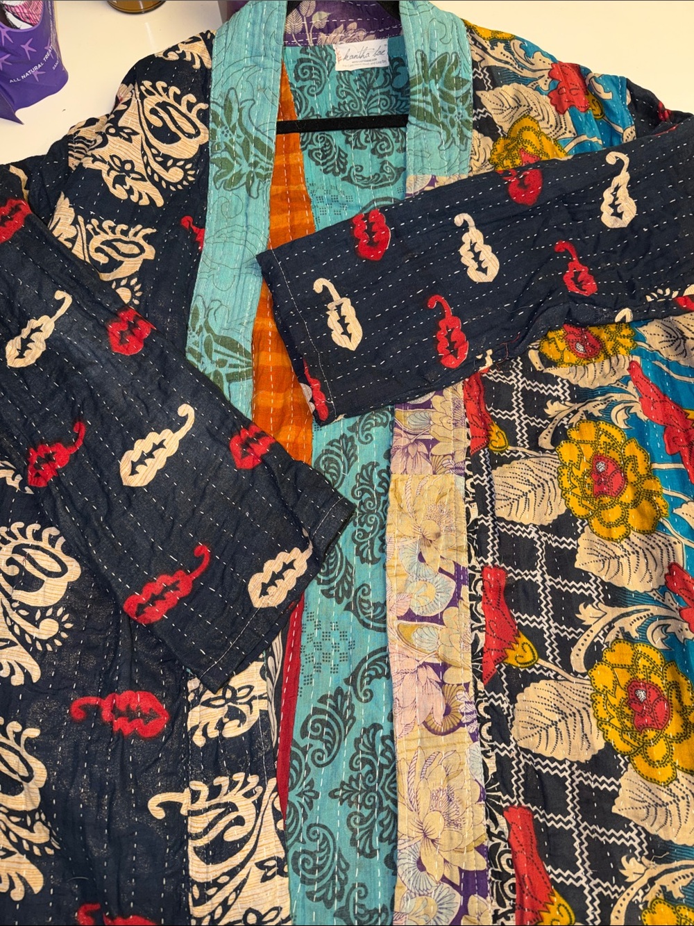 Authentic Kantha Open Cardigan/Kimono O/S